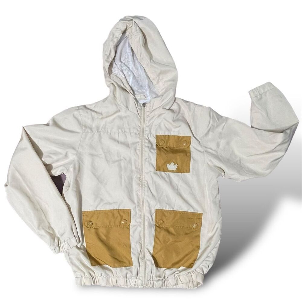 Kings Only Kids Windbreaker Jacket Beige Size 14-16 Hooded Full Zip